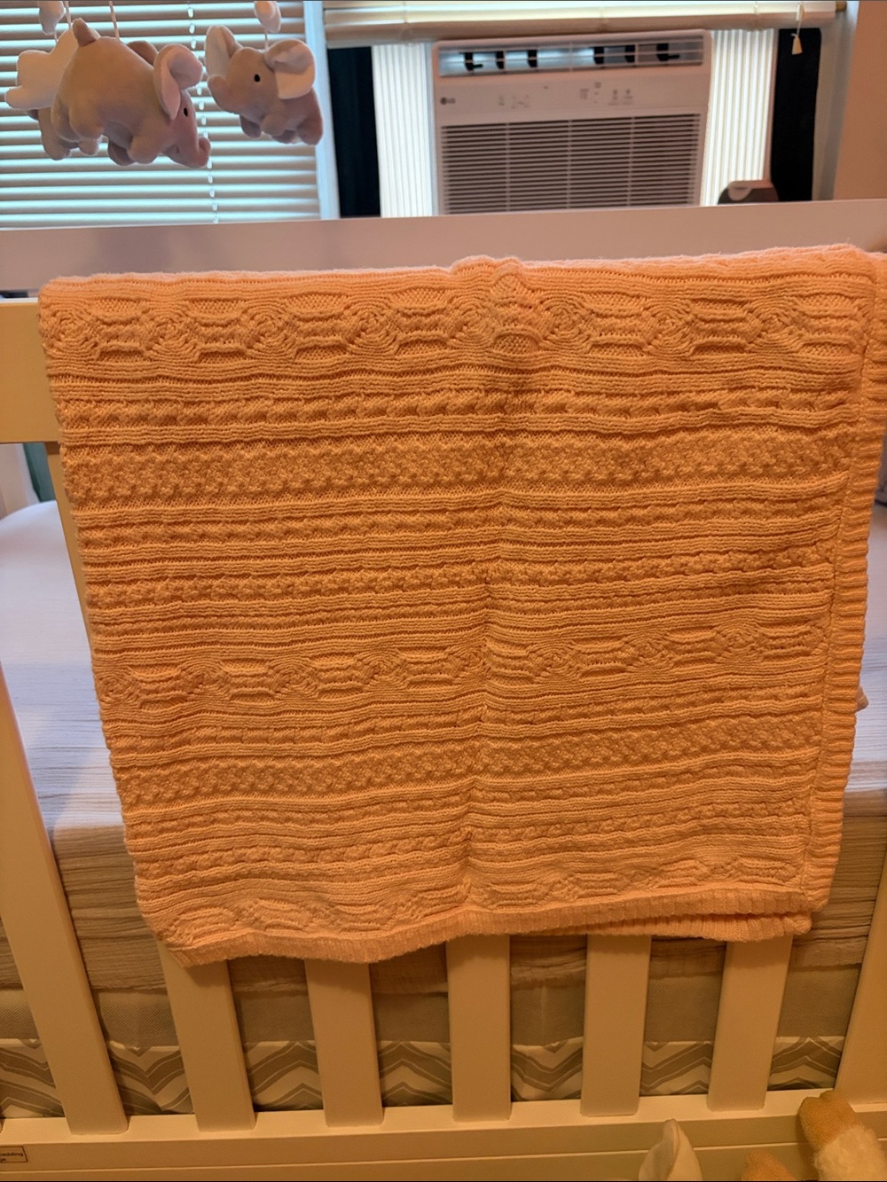 Ralph Lauren Light Pink Cable Knit baby blanket
